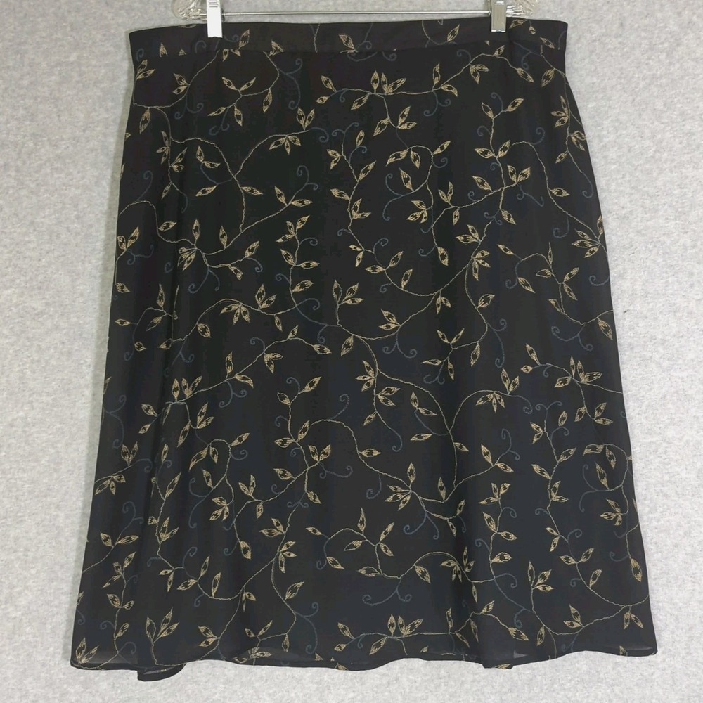 Sag Harbor 22 Dark Floral Midi‎ Skirt A Line Flowy Cottage Core Festival Y2K 90s